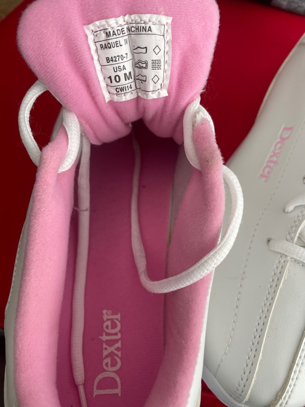 Dexter White and Pink Low-Profile Sneakers - Picture 4 of 5